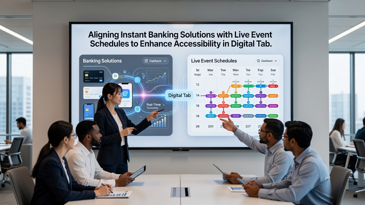 Mobile screen displaying instant banking options matched to a live digital table event timeline