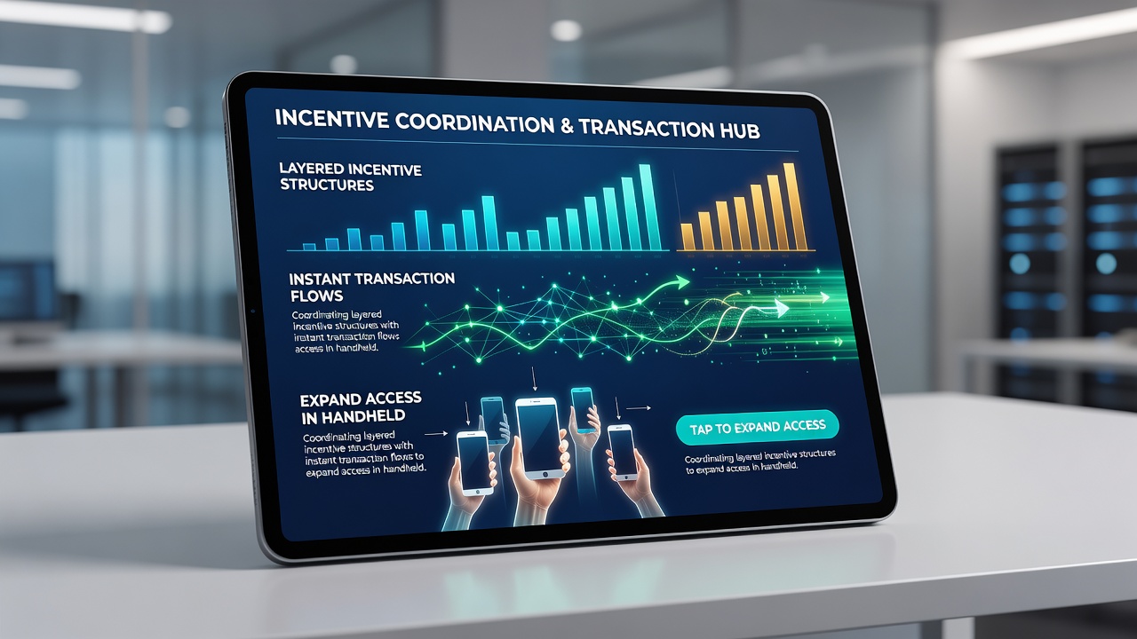 Infographic showing transaction pathways linking incentives to live dealer and slot events on handheld devices