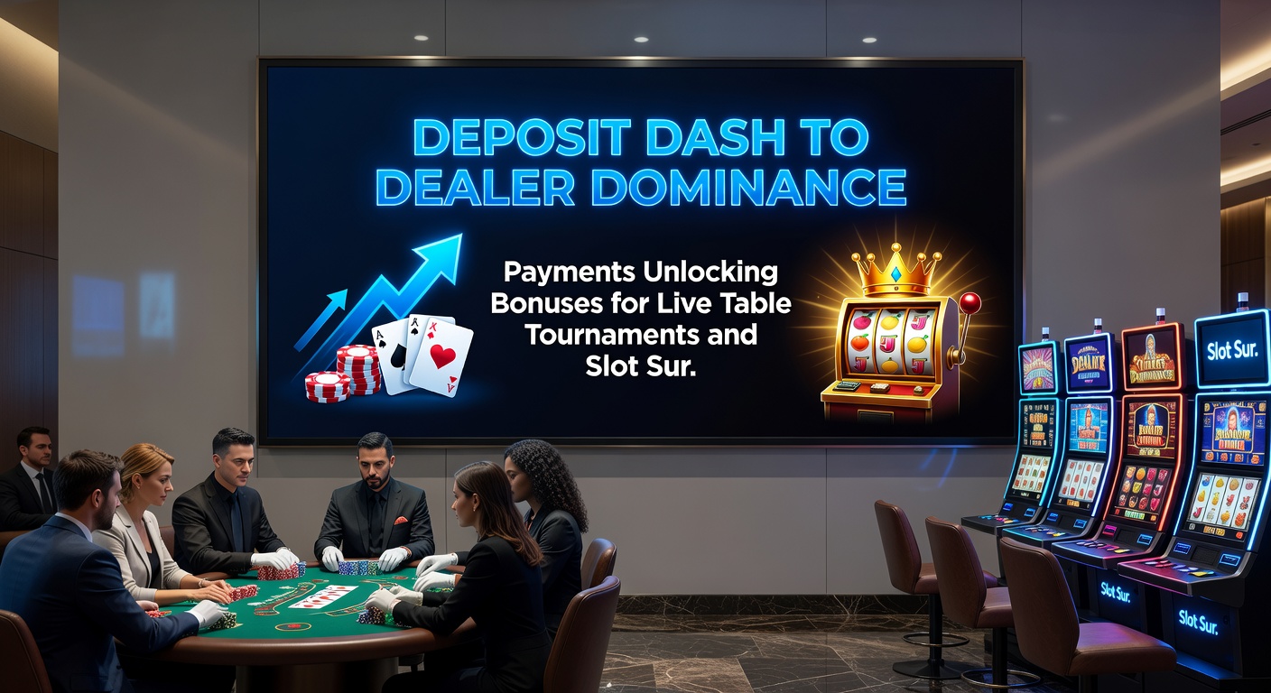 Vibrant slot machine reels spinning wildly with bonus multipliers exploding, overlaid by live dealer cards and tournament leaderboard graphics