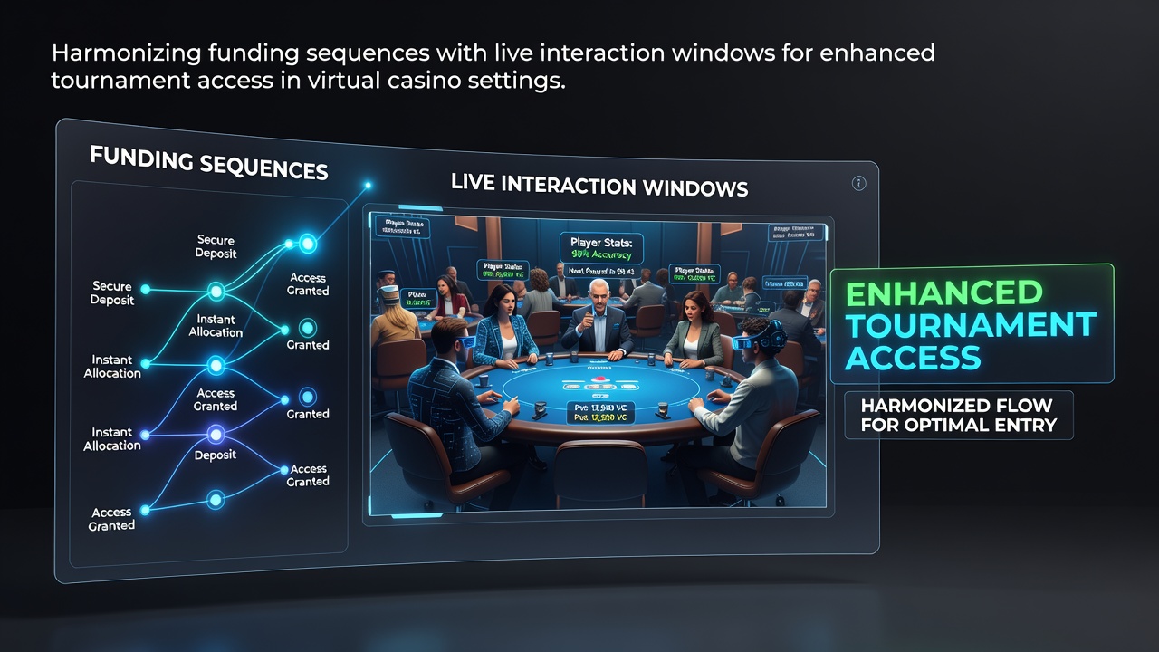 Virtual casino tournament interface showing synchronized deposit options and live event timers