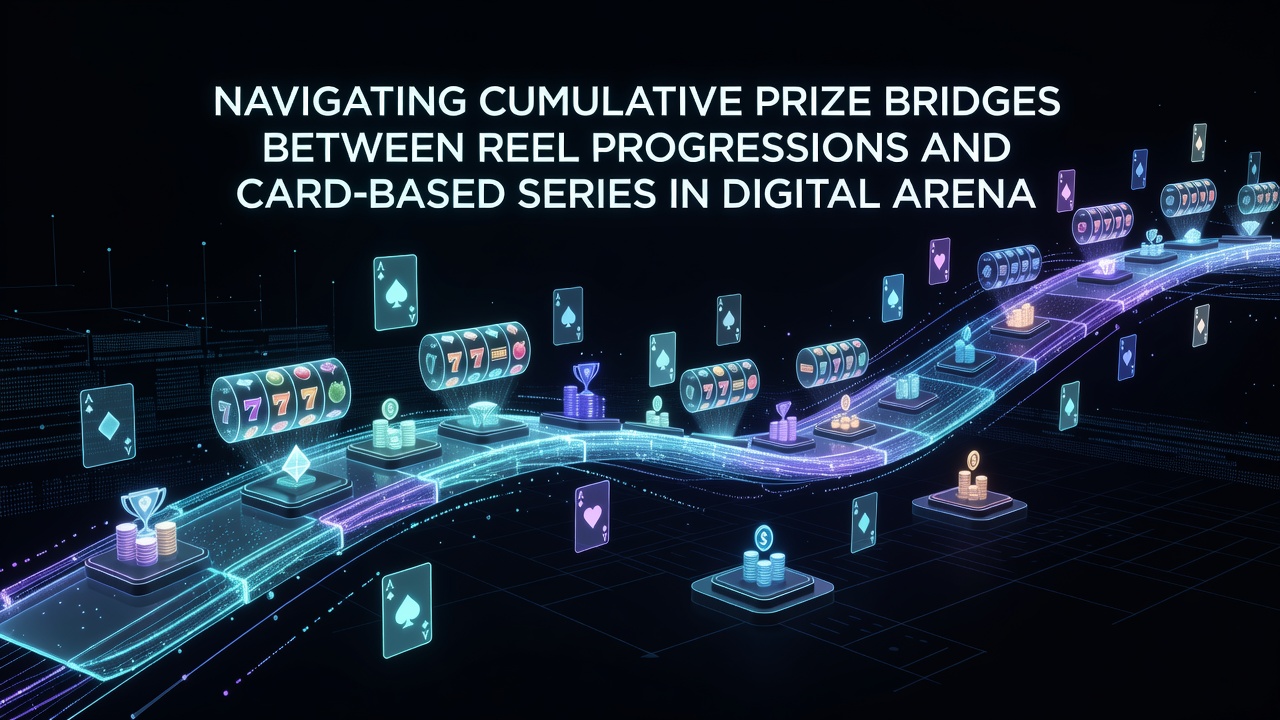 Split-screen view of reel and card game interfaces displaying shared cumulative prize tracking