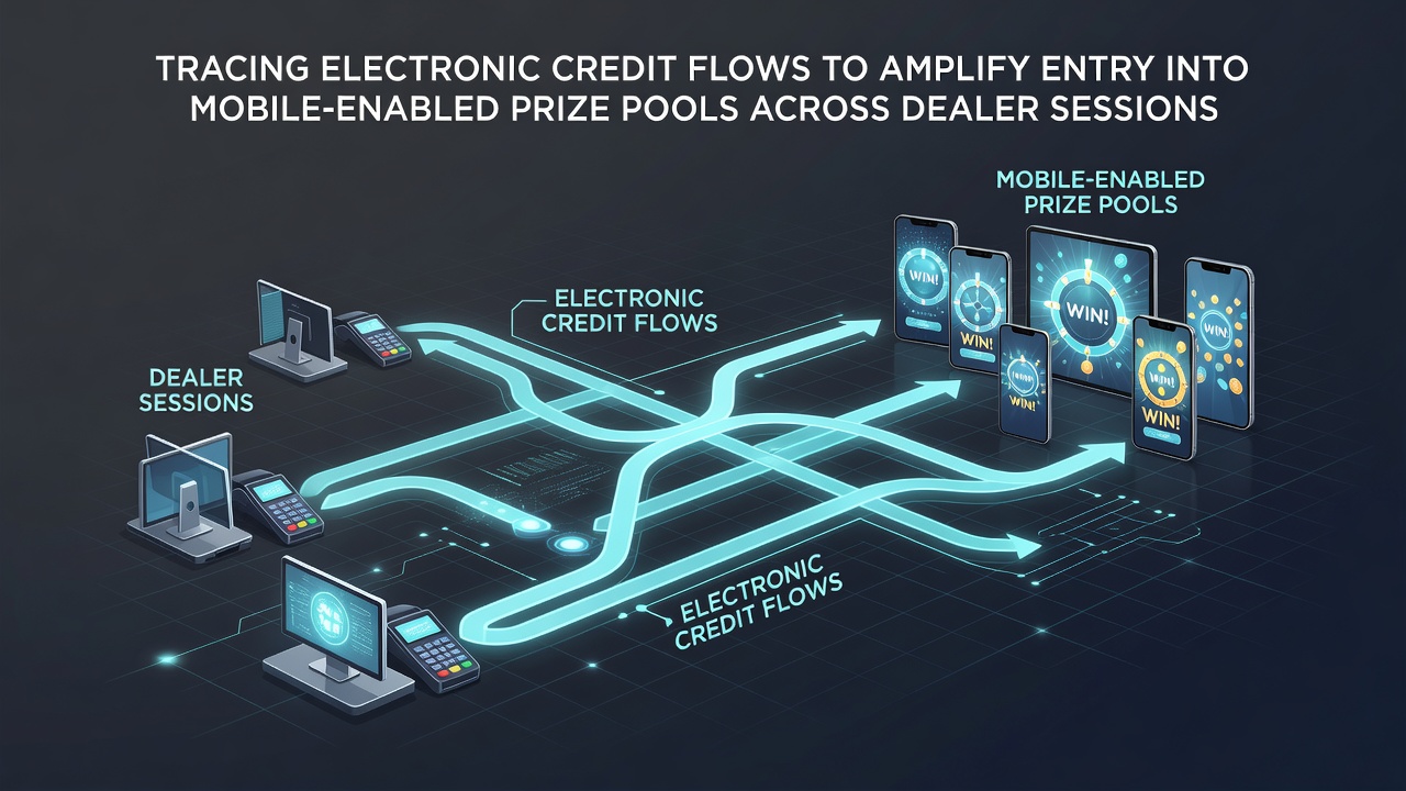 Mapping credit paths for mobile prize pool entries in live dealer and slot events
